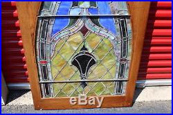HUGE Antique Stained Glass Window With Wood Frame #2 Architectural Church