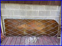 HUGE LOT ANTIQUE STAINED SLAG GLASS WINDOW PANELS Pieces Church Wood Frames