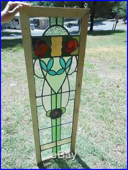 H-220 TALL SLIM Beautiful Older Leaded Stained Glass Window F/France Reframed
