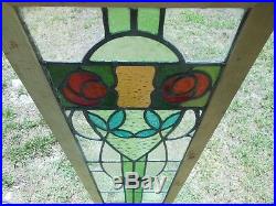 H-220 TALL SLIM Beautiful Older Leaded Stained Glass Window F/France Reframed
