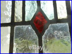 H-31-536 Lovely Older English Tulip Leaded Stain Glass Window 31 3/8 X 16 5/8