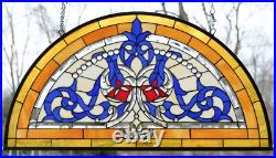 Half Round Tiffany Style stained glass window Beveled Glass panel, 34 x 18 QA Half Round Tiffany Style stained glass window Beveled Glass panel, 34 x 18 QA