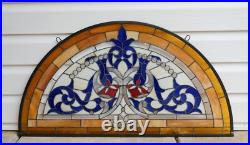 Half Round Tiffany Style stained glass window Beveled Glass panel, 34 x 18 QA Half Round Tiffany Style stained glass window Beveled Glass panel, 34 x 18 QA