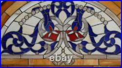 Half Round Tiffany Style stained glass window Beveled Glass panel, 34 x 18 QA Half Round Tiffany Style stained glass window Beveled Glass panel, 34 x 18 QA