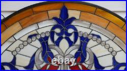 Half Round Tiffany Style stained glass window Beveled Glass panel, 34 x 18 QA Half Round Tiffany Style stained glass window Beveled Glass panel, 34 x 18 QA