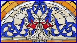 Half Round Tiffany Style stained glass window Beveled Glass panel, 34 x 18 QA Half Round Tiffany Style stained glass window Beveled Glass panel, 34 x 18 QA