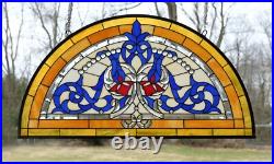 Half Round Tiffany Style stained glass window Beveled Glass panel, 34 x 18 QA Half Round Tiffany Style stained glass window Beveled Glass panel, 34 x 18 QA