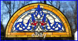 Half Round Tiffany Style stained glass window Beveled Glass panel, 34 x 18 QA Half Round Tiffany Style stained glass window Beveled Glass panel, 34 x 18 QA
