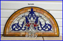 Half Round Tiffany Style stained glass window Beveled Glass panel, 34 x 18 QA Half Round Tiffany Style stained glass window Beveled Glass panel, 34 x 18 QA