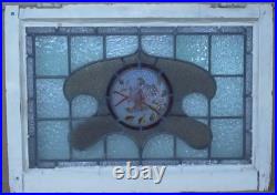 Hand Painted Bird Victorian English Leaded Stained Glass Window 27 X 19