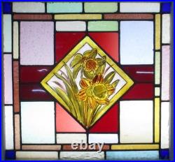 Hand Painted Victorian English Leaded Stained Glass Window 20 X 19 Hand Painted Victorian English Leaded Stained Glass Window 20 X 19