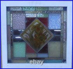 Hand Painted Victorian English Leaded Stained Glass Window 20 X 19 Hand Painted Victorian English Leaded Stained Glass Window 20 X 19