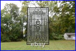 Handcrafted stained glass window panel Clear Beveled glass panel 20 x 34.25