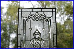 Handcrafted stained glass window panel Clear Beveled glass panel 20 x 34.25