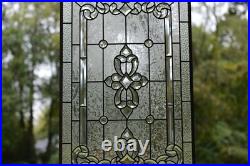 Handcrafted stained glass window panel Clear Beveled glass panel 20 x 34.25