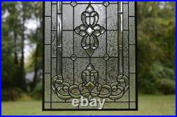 Handcrafted stained glass window panel Clear Beveled glass panel 20 x 34.25