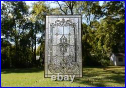 Handcrafted stained glass window panel Clear Beveled glass panel 20 x 34.25