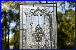 Handcrafted stained glass window panel Clear Beveled glass panel 20 x 34.25