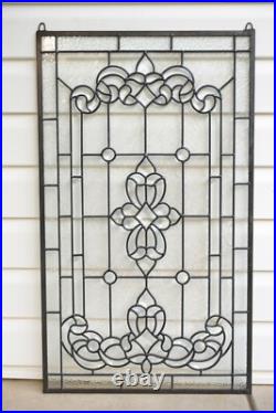 Handcrafted stained glass window panel Clear Beveled glass panel 20 x 34.25