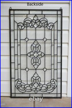 Handcrafted stained glass window panel Clear Beveled glass panel 20 x 34.25