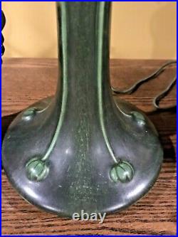 Handel Arts Craft Leaded Slag Glass Hampshire Pottery Bradley Hubbard Era Lamp