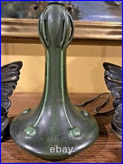 Handel Arts Craft Leaded Slag Glass Hampshire Pottery Bradley Hubbard Era Lamp