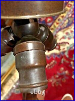Handel Arts Crafts Mission Antique Slag Glass Leaded Lamp bradley hubbard era NR