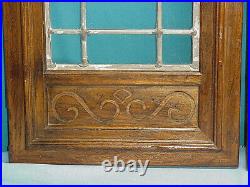 Heavy Leaded Glass Window Cabinet Door Oak Wood Kitchen Pie Vintage 1Thick Pair