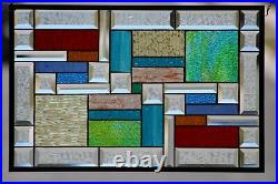 Hello Sunshine! Multi-Colored Beveled Stained Glass Window Panel-
