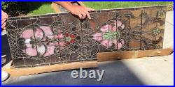 Historic Victorian 1800's Century Stained Glass Window Panes Lot Of 5