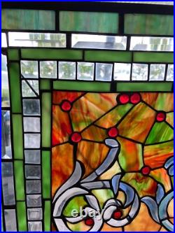 Incredibly Detailed and Large Stained Glass Window Hanging Incredibly Detailed and Large Stained Glass Window Hanging