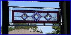 Jewels -Purple Beveled Stained-Glass Window Panel 27.5x9.5