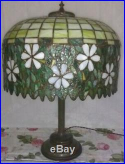 Jumbo UNIQUE ARTS leaded glass lamp Handel Tiffany Arts crafts slag glass era