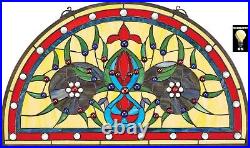 Katlot Palladios Demi-Lune Stained Glass Window, Full Color