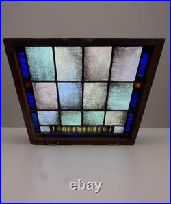 LARGE ANTIQUE FIRED STAINED GLASS MEMORIAL WINDOW, no cracks, 1910 PHILADELPHIA