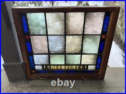 LARGE ANTIQUE FIRED STAINED GLASS MEMORIAL WINDOW, no cracks, 1910 PHILADELPHIA
