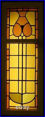 LARGE OLD ENGLISH LEADED STAINED GLASS WINDOW Abstract Floral 15.5 x 41.75