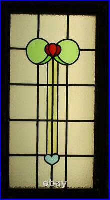 LARGE OLD ENGLISH LEADED STAINED GLASS WINDOW Abstract Floral 20.5 x 39.25
