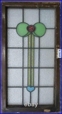 LARGE OLD ENGLISH LEADED STAINED GLASS WINDOW Abstract Floral 20.5 x 39.25