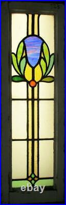 LARGE OLD ENGLISH LEADED STAINED GLASS WINDOW Beautiful Floral 12.25 x 38