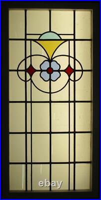 LARGE OLD ENGLISH LEADED STAINED GLASS WINDOW Beautiful Floral 21 x 42.25