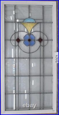 LARGE OLD ENGLISH LEADED STAINED GLASS WINDOW Beautiful Floral 21 x 42.25