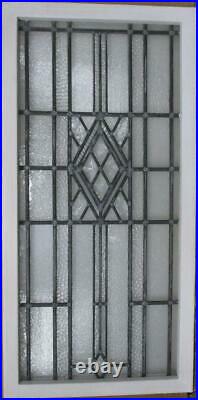 LARGE OLD ENGLISH LEADED STAINED GLASS WINDOW Beautiful Geometric 19 x 38.5