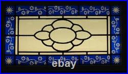 LARGE OLD ENGLISH LEADED STAINED GLASS WINDOW, Beveled, Floral 18 x 32