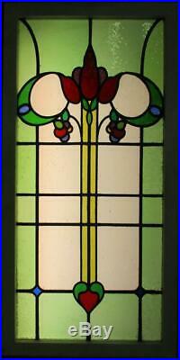 LARGE OLD ENGLISH LEADED STAINED GLASS WINDOW Bordered Abstract 22 x 44.75
