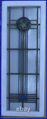 LARGE OLD ENGLISH LEADED STAINED GLASS WINDOW COLORFUL GEOMETRIC 44 x 16 3/4