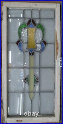 LARGE OLD ENGLISH LEADED STAINED GLASS WINDOW Colorful Abstract 18.75 x 38.5