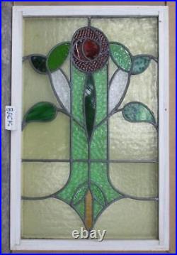 LARGE OLD ENGLISH LEADED STAINED GLASS WINDOW Colorful Floral 33 3/4 x 21 1/2