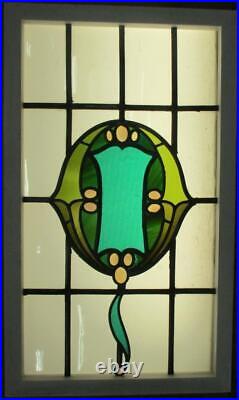 LARGE OLD ENGLISH LEADED STAINED GLASS WINDOW Cute Abstract 20.25 x 34.5