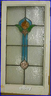 LARGE OLD ENGLISH LEADED STAINED GLASS WINDOW Cute Abstract Drop 18 x 34.25